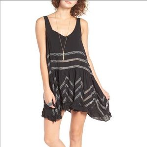 Free People Black with lace tunic dress,size Small